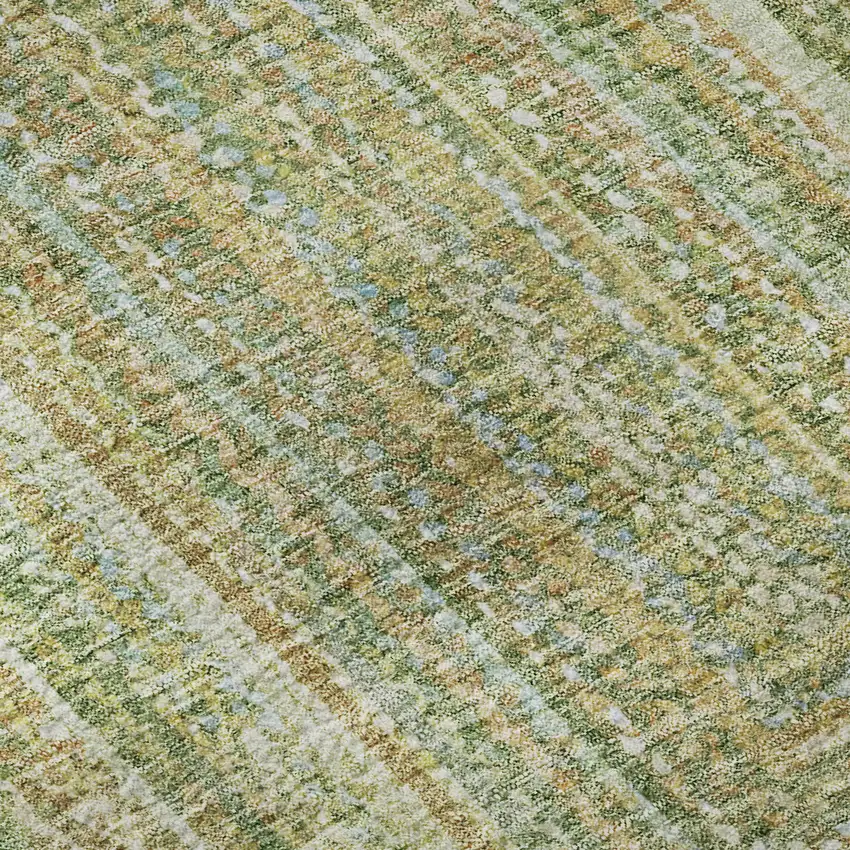 Artichoke Green And Blue Geometric Washable Area Rug With UV Protection Photo 9