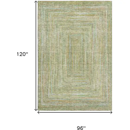 Artichoke Green And Blue Geometric Washable Area Rug With UV Protection Photo 9