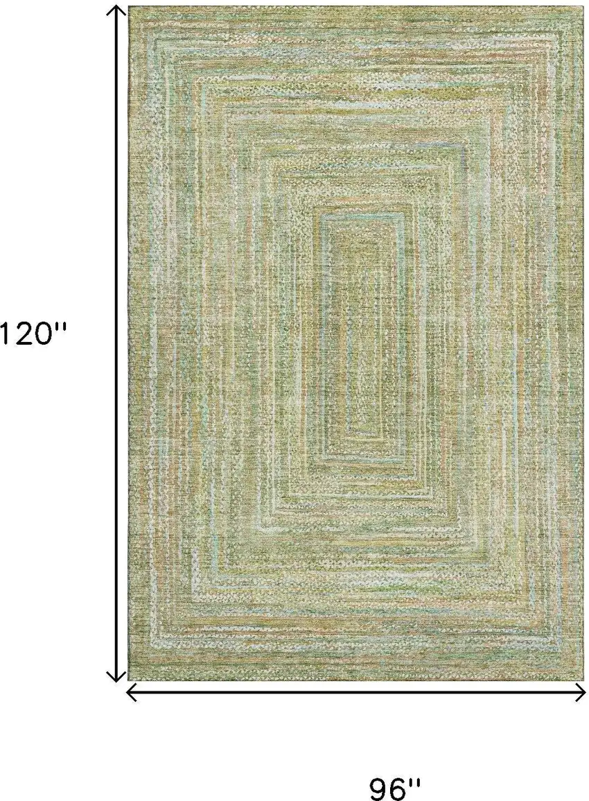 Artichoke Green And Blue Geometric Washable Area Rug With UV Protection Photo 9