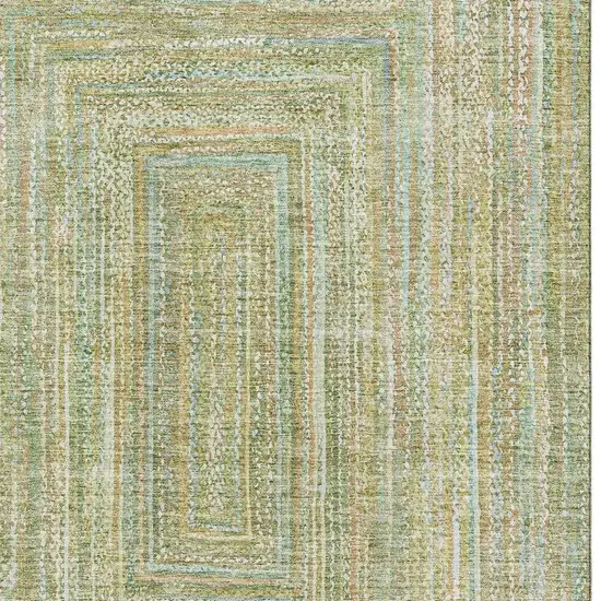 Artichoke Green And Blue Geometric Washable Area Rug With UV Protection Photo 2