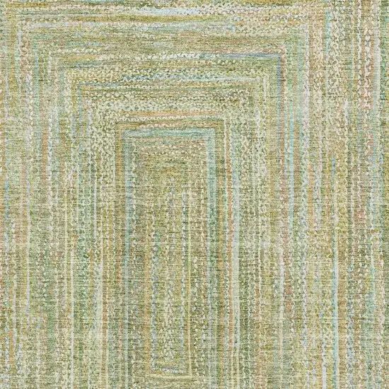 Artichoke Green And Blue Geometric Washable Area Rug With UV Protection Photo 2
