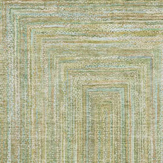 Artichoke Green And Blue Geometric Washable Area Rug With UV Protection Photo 2