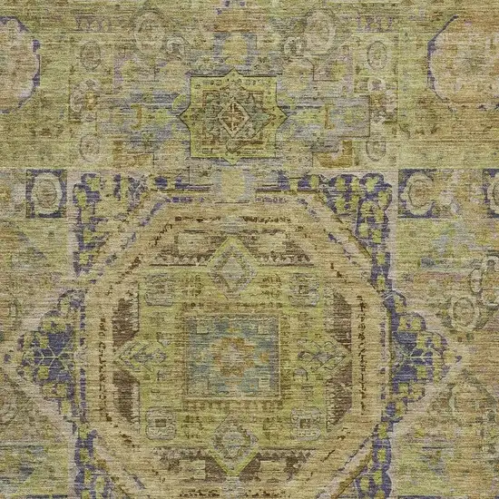 Artichoke Green And Blue Medallion Washable Indoor Outdoor Area Rug Photo 4