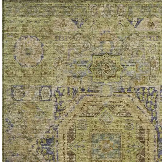 Artichoke Green And Blue Medallion Washable Indoor Outdoor Area Rug Photo 3