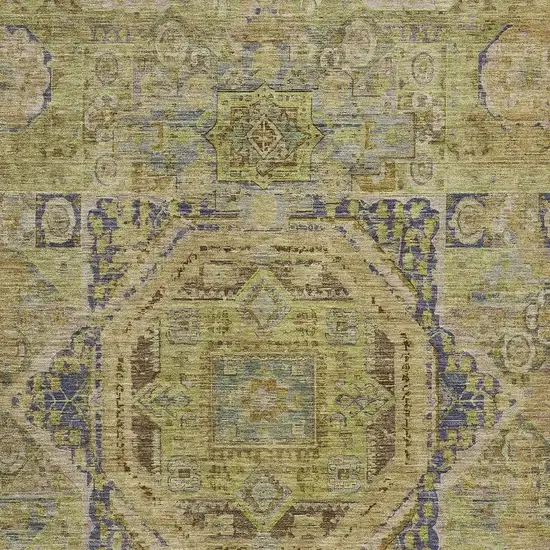 Artichoke Green And Blue Medallion Washable Indoor Outdoor Area Rug Photo 3