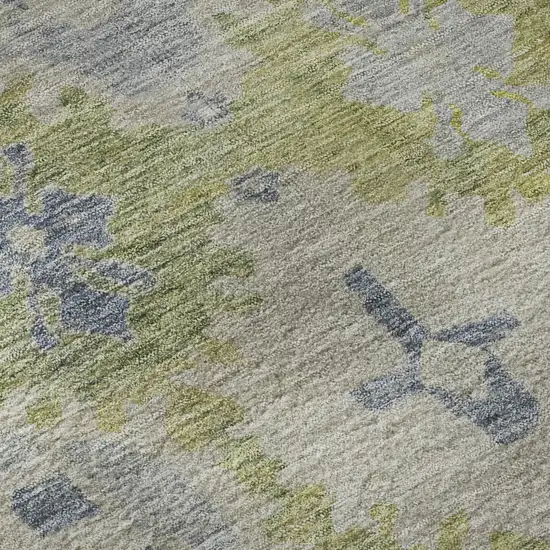 Artichoke Green And Blue Oriental Washable Area Rug With UV Protection Photo 9