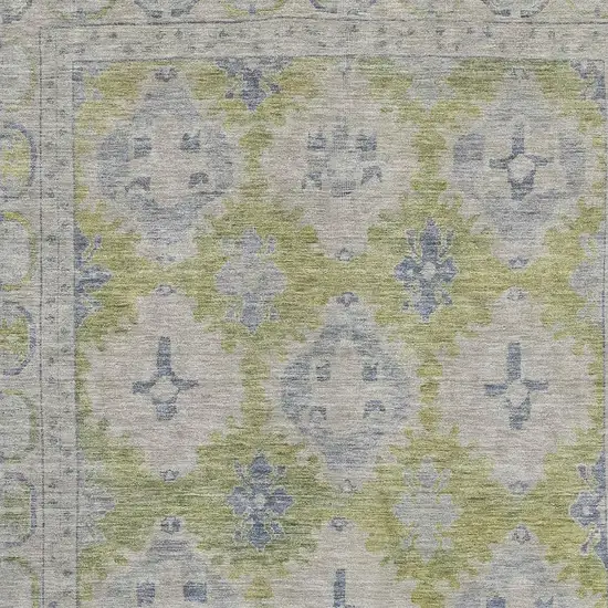 Artichoke Green And Blue Oriental Washable Area Rug With UV Protection Photo 2