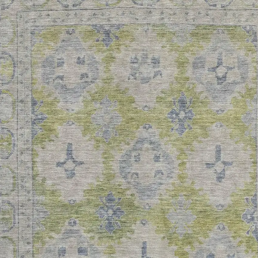 Artichoke Green And Blue Oriental Washable Area Rug With UV Protection Photo 2
