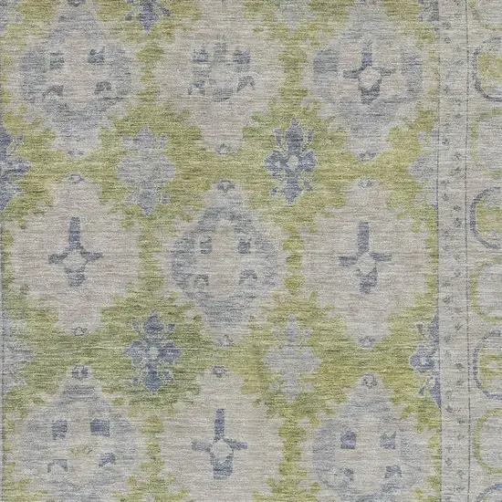 Artichoke Green And Blue Oriental Washable Area Rug With UV Protection Photo 2