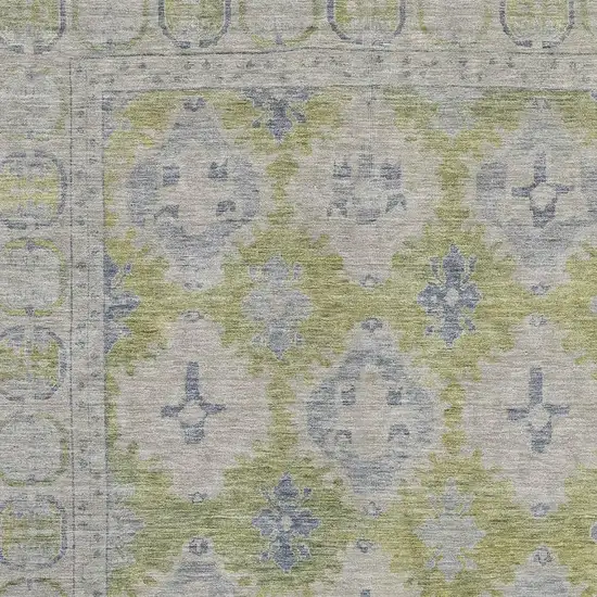 Artichoke Green And Blue Oriental Washable Area Rug With UV Protection Photo 2