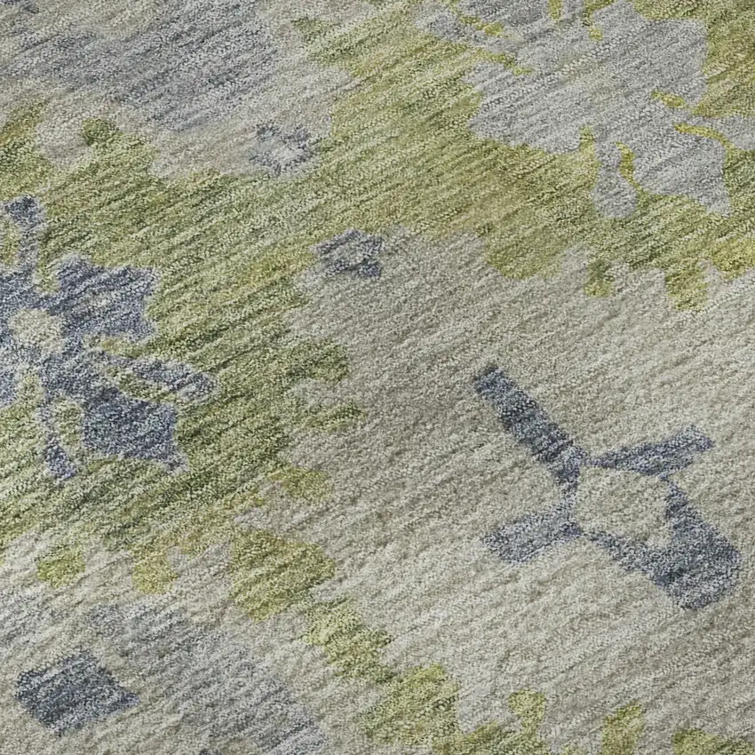 Artichoke Green And Blue Oriental Washable Area Rug With UV Protection Photo 9