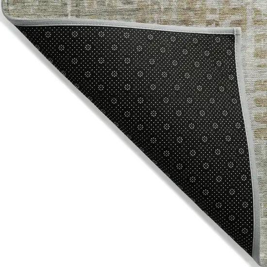 Artichoke Green And Brown Geometric Washable Indoor Outdoor Area Rug Photo 7