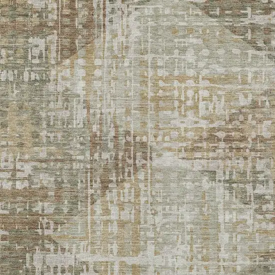 Artichoke Green And Brown Geometric Washable Indoor Outdoor Area Rug Photo 4
