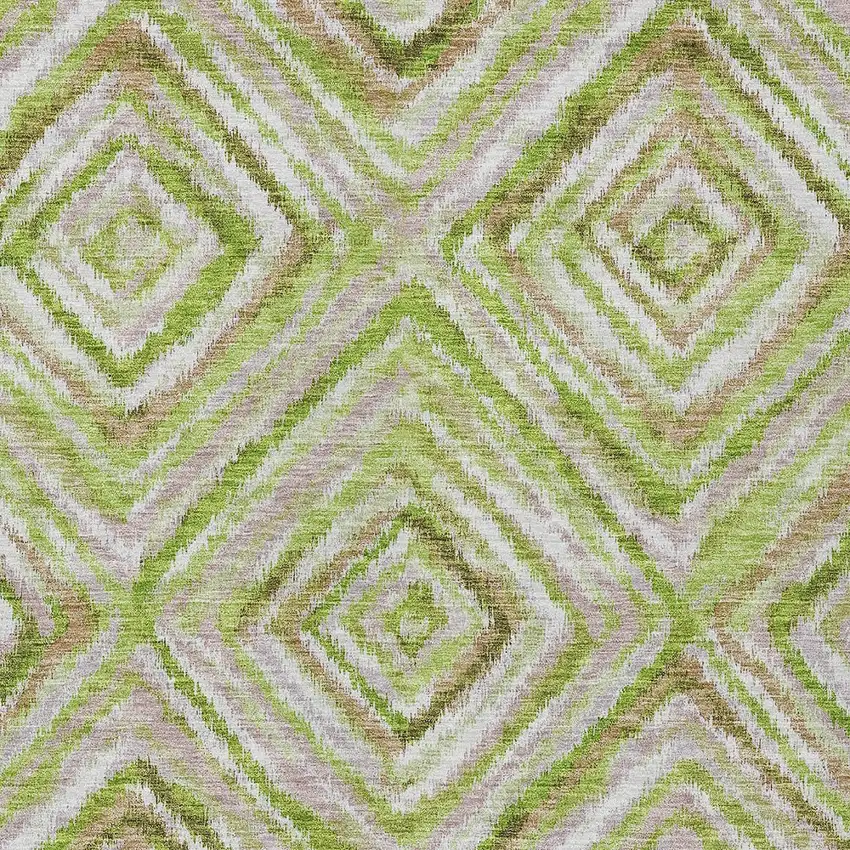 Artichoke Green And Brown Geometric Washable Indoor Outdoor Area Rug Photo 6