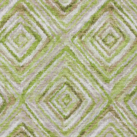 Artichoke Green And Brown Geometric Washable Indoor Outdoor Area Rug Photo 6