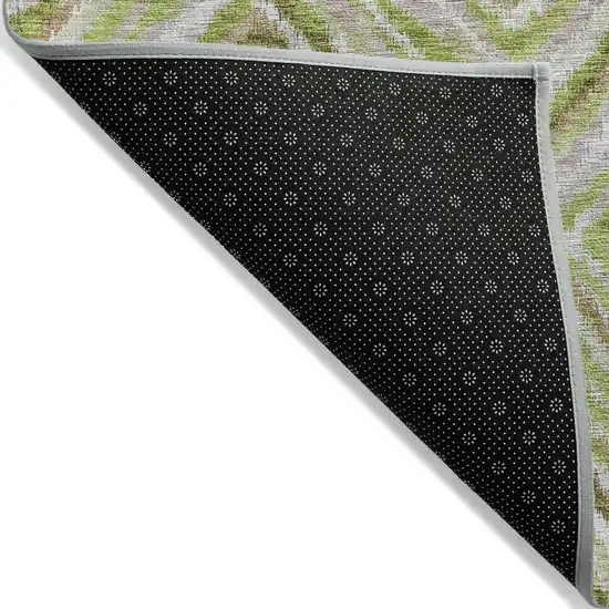 Artichoke Green And Brown Geometric Washable Indoor Outdoor Area Rug Photo 3