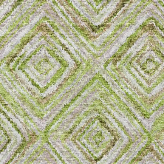 Artichoke Green And Brown Geometric Washable Indoor Outdoor Area Rug Photo 7