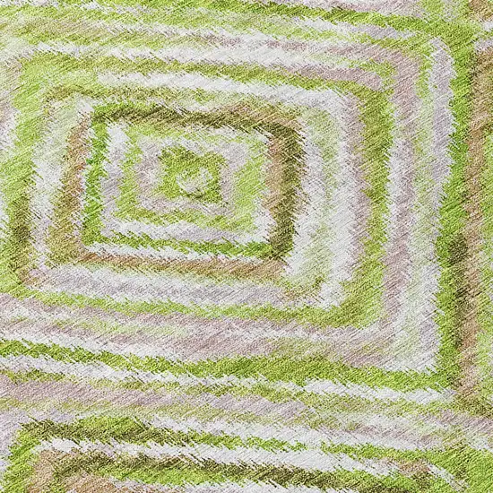 Artichoke Green And Brown Geometric Washable Indoor Outdoor Area Rug Photo 6