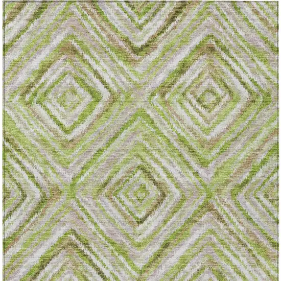 Artichoke Green And Brown Geometric Washable Indoor Outdoor Area Rug Photo 8