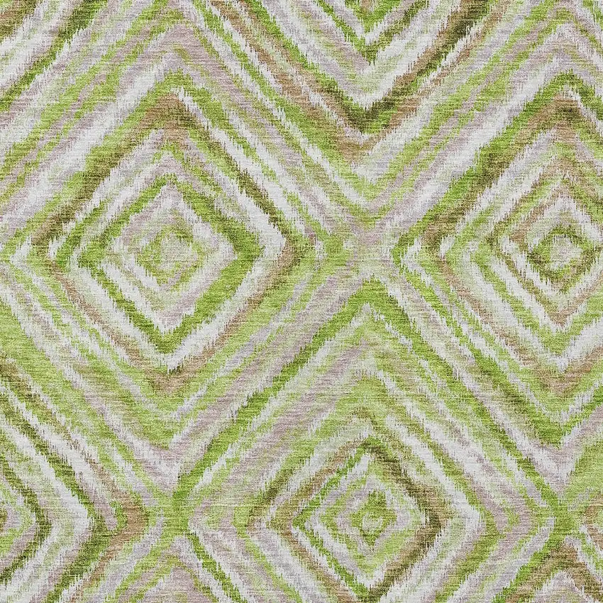 Artichoke Green And Brown Geometric Washable Indoor Outdoor Area Rug Photo 7