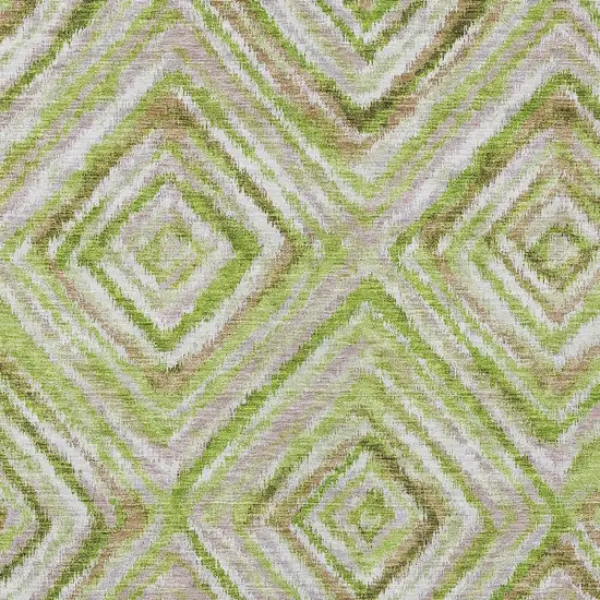 Artichoke Green And Brown Geometric Washable Indoor Outdoor Area Rug Photo 7
