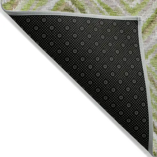 Artichoke Green And Brown Geometric Washable Indoor Outdoor Area Rug Photo 4