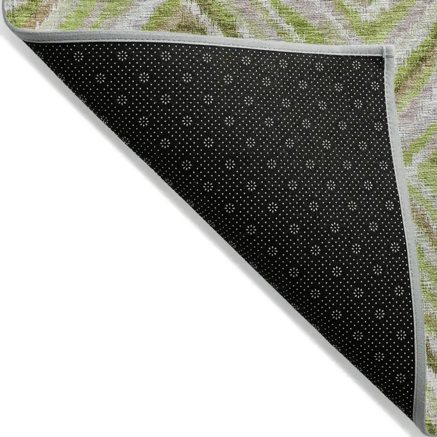 Artichoke Green And Brown Geometric Washable Indoor Outdoor Area Rug Photo 4