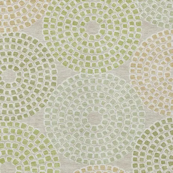 Artichoke Green And Brown Geometric Washable Indoor Outdoor Area Rug Photo 7