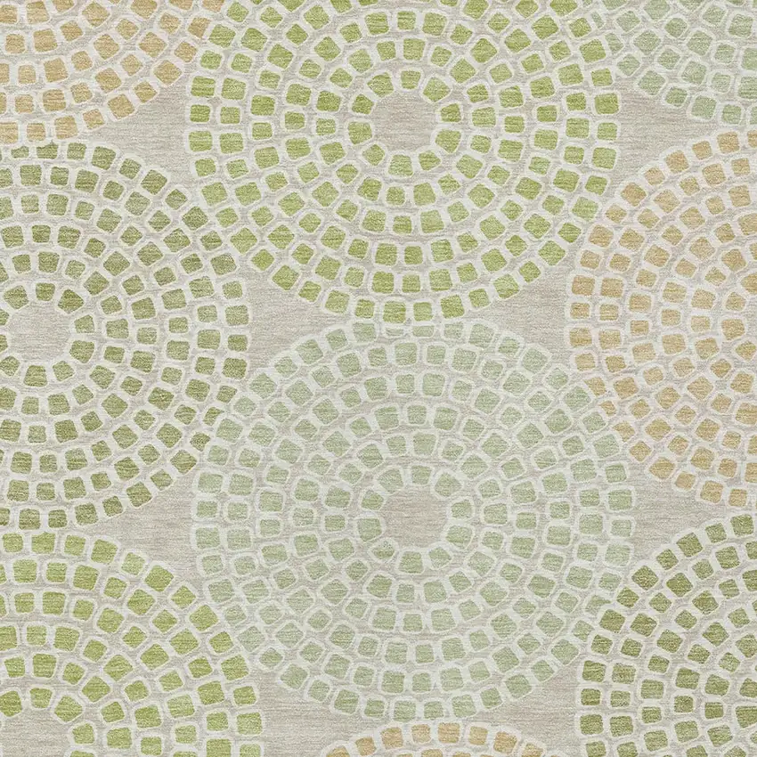 Artichoke Green And Brown Geometric Washable Indoor Outdoor Area Rug Photo 7
