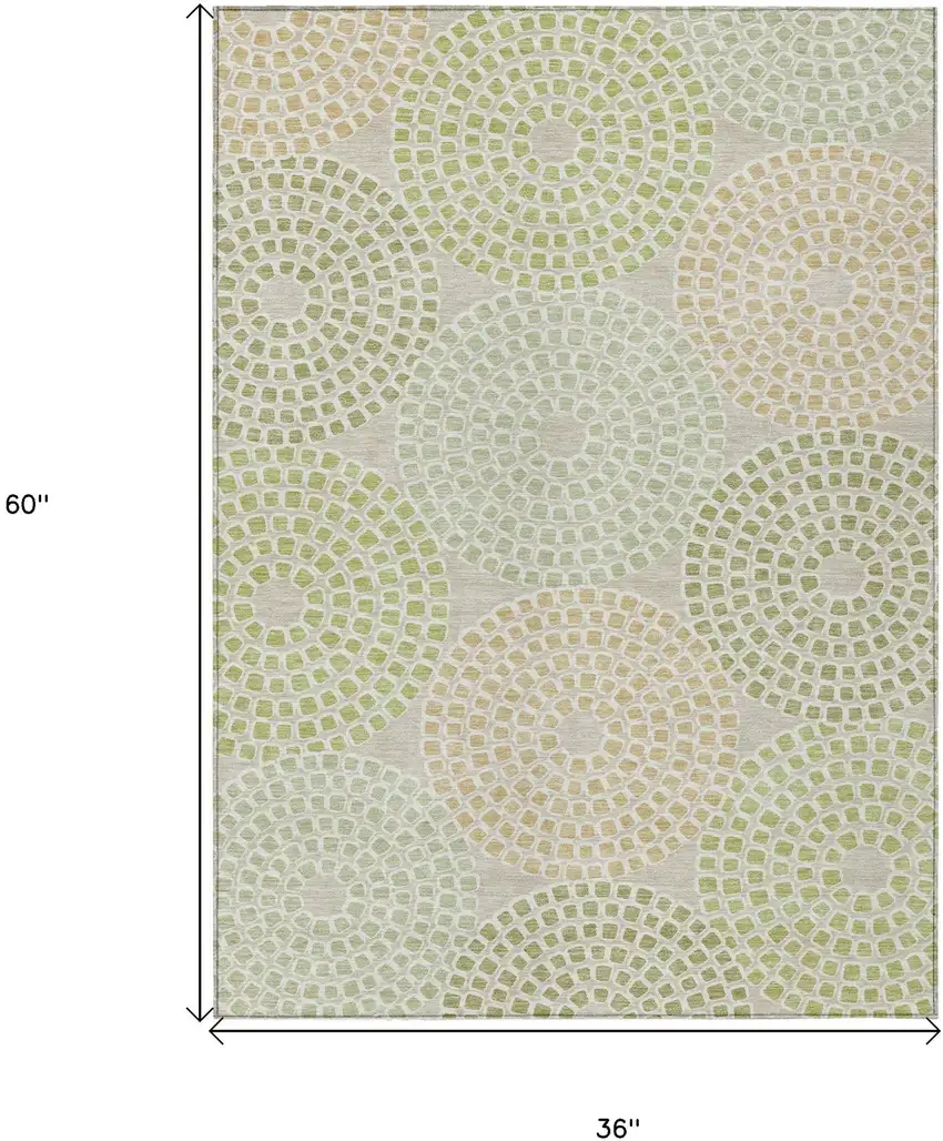 Artichoke Green And Brown Geometric Washable Indoor Outdoor Area Rug Photo 3
