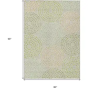 Photo of Artichoke Green And Brown Geometric Washable Indoor Outdoor Area Rug