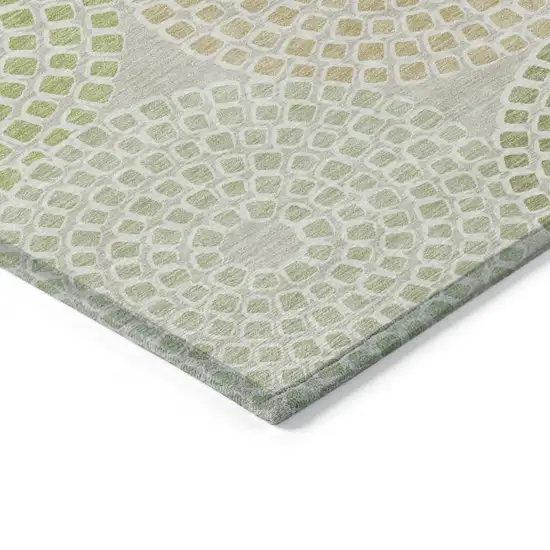 Artichoke Green And Brown Geometric Washable Indoor Outdoor Area Rug Photo 5