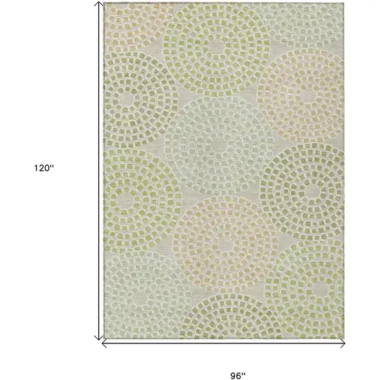 Artichoke Green And Brown Geometric Washable Indoor Outdoor Area Rug Photo 3