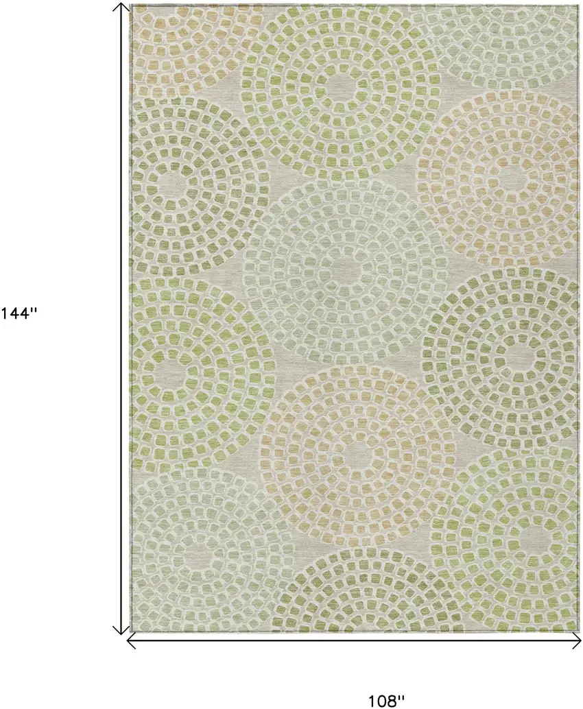 Artichoke Green And Brown Geometric Washable Indoor Outdoor Area Rug Photo 3