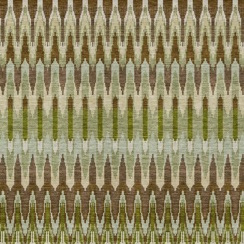 Artichoke Green And Brown Southwestern Washable Indoor Outdoor Area Rug Photo 6