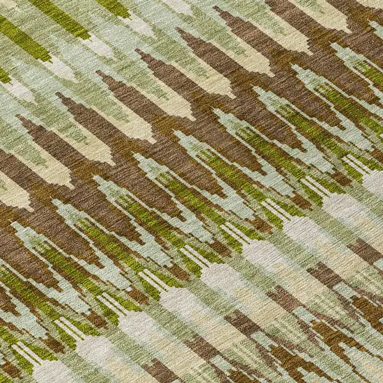 Artichoke Green And Brown Southwestern Washable Indoor Outdoor Area Rug Photo 5