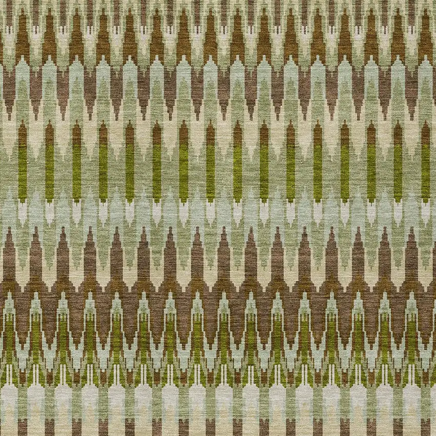 Artichoke Green And Brown Southwestern Washable Indoor Outdoor Area Rug Photo 6