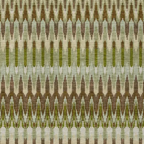 Artichoke Green And Brown Southwestern Washable Indoor Outdoor Area Rug Photo 6