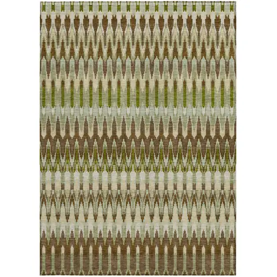 Artichoke Green And Brown Southwestern Washable Indoor Outdoor Area Rug Photo 7