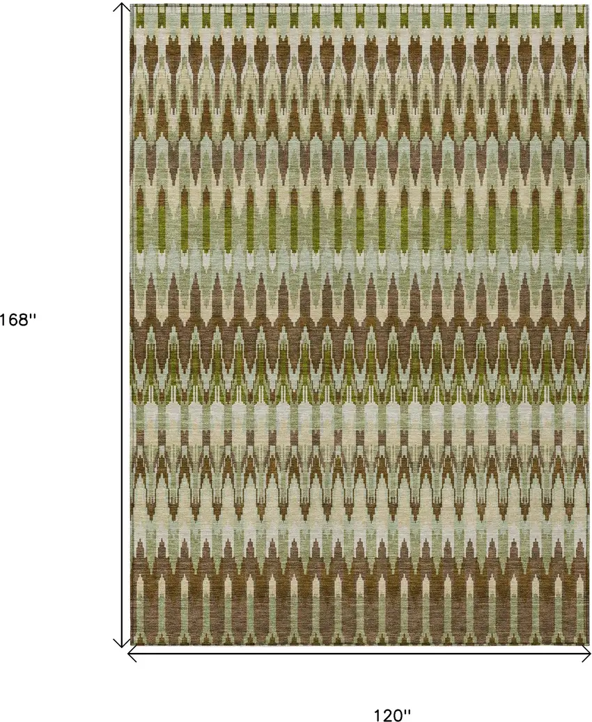Artichoke Green And Brown Southwestern Washable Indoor Outdoor Area Rug Photo 3