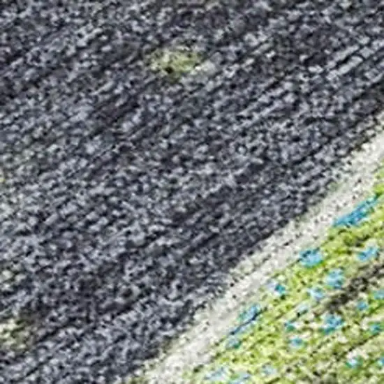 Artichoke Green And Charcoal Abstract Washable Indoor Outdoor Area Rug Photo 1