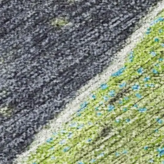 Artichoke Green And Charcoal Abstract Washable Indoor Outdoor Area Rug Photo 4