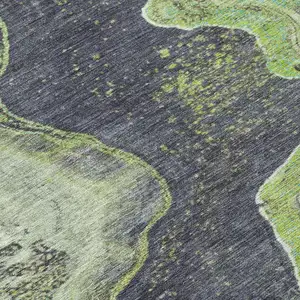 Photo of Artichoke Green And Charcoal Abstract Washable Indoor Outdoor Area Rug