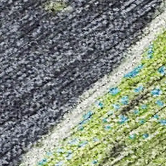 Artichoke Green And Charcoal Abstract Washable Indoor Outdoor Area Rug Photo 3