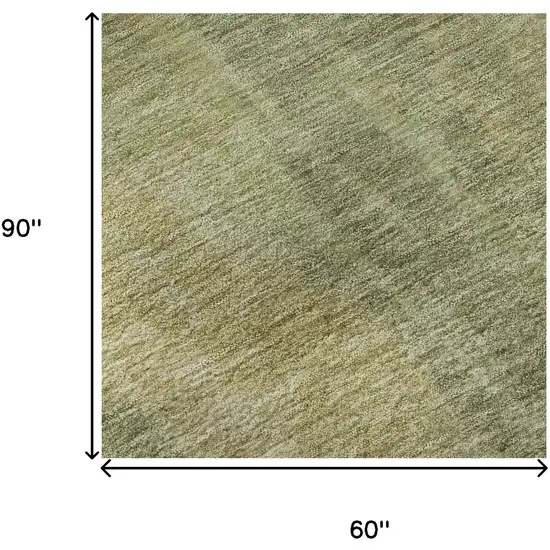 Artichoke Green And Copper Abstract Washable Area Rug With UV Protection Photo 9