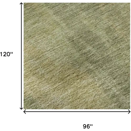 Artichoke Green And Copper Abstract Washable Area Rug With UV Protection Photo 9