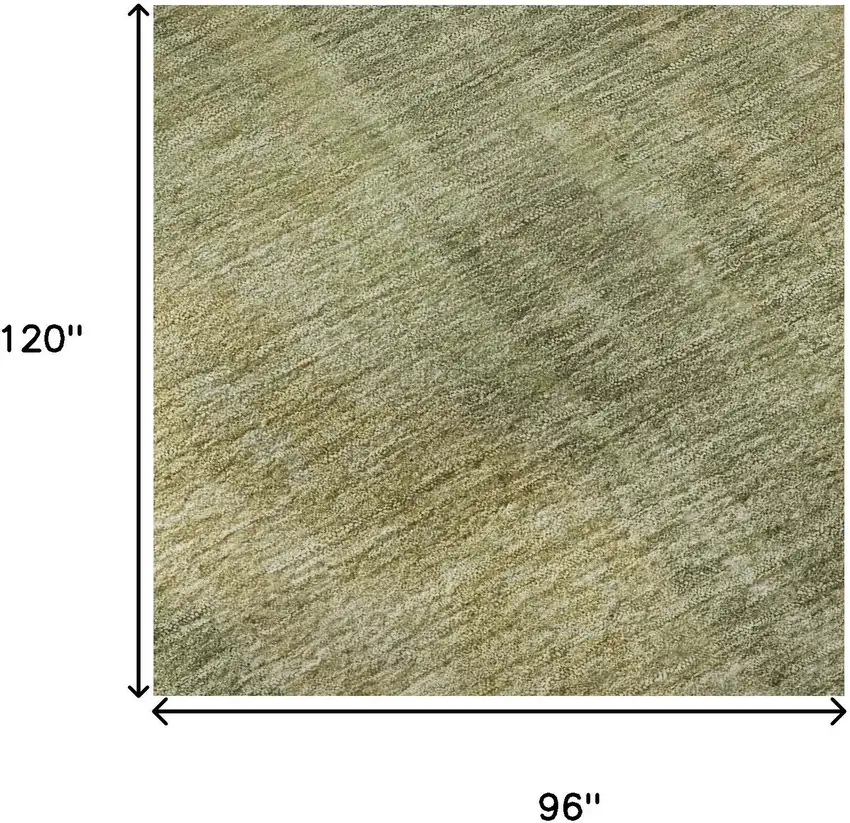 Artichoke Green And Copper Abstract Washable Area Rug With UV Protection Photo 9