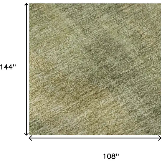 Artichoke Green And Copper Abstract Washable Area Rug With UV Protection Photo 8