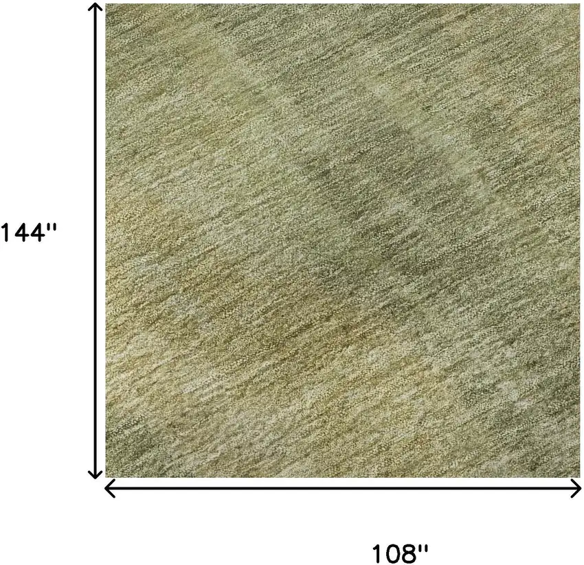 Artichoke Green And Copper Abstract Washable Area Rug With UV Protection Photo 8