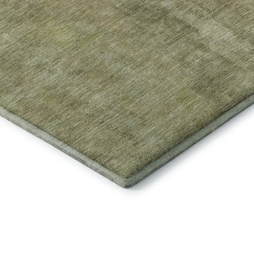 Artichoke Green And Copper Abstract Washable Area Rug With UV Protection Photo 6